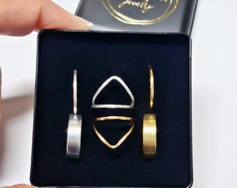 Anelli Impilabili ALEXCRAFT Acciaio Inox | Placcati Oro 14K | Misure 7-24 | Set 8 Pezzi - Foto 11