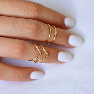 4 Gold Knuckle Ring Set, Above the Knuckle Rings, Stacking Midi Ring, Rings, Mid Knuckle Ring, Gold Ring, Gold Stacking Rings, Simple Rings image 10