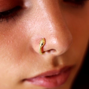 Gold Nose Ring Snake Nose Ring Hoop 18g 20g 22g Sterling Silver Nose Ring 6mm 8mm 10mm Nose Hoop Rose Gold Nose Piercing Gift for Her