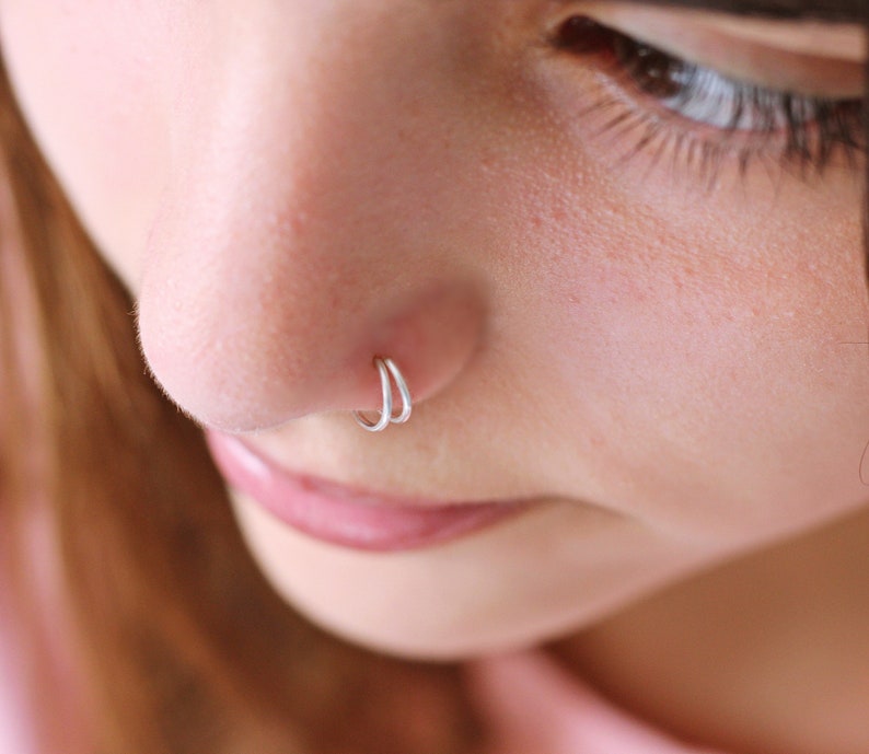 Double Nose Ring for Single Piercing Gold Nose Ring Hoop Etsy