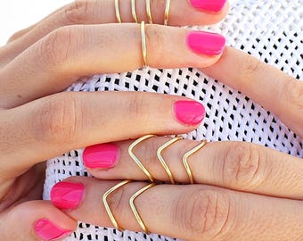 The KNUCKLE RING SET,Gold Knuckle Ring,Gold Ring,Midi Ring, Stackable Ring,Ring Set,Unique Gift for Her,Rings,Statement Ring,Stacking Ring