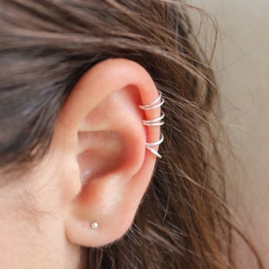 Double Helix Hoop, Sterling Silver Helix Piercing, Conch Hoop, Tiny Cartilage Hoop, Tiny Small Hoop Earrings, Huggie Earrings, Gift for Her image 4