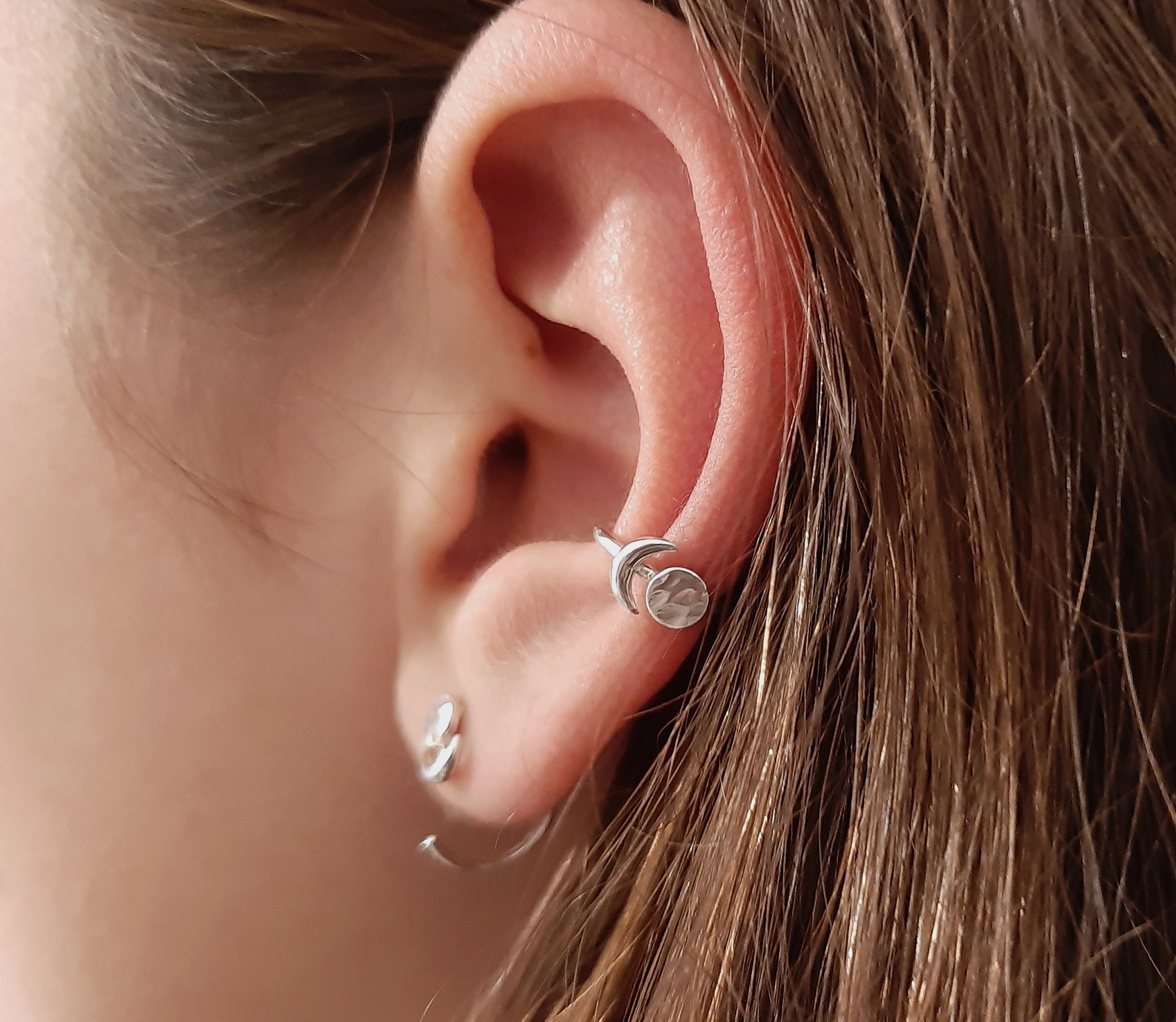 Moon Phases Conch Hoop Celestial Conch Piercing 14 Gauge Etsy UK