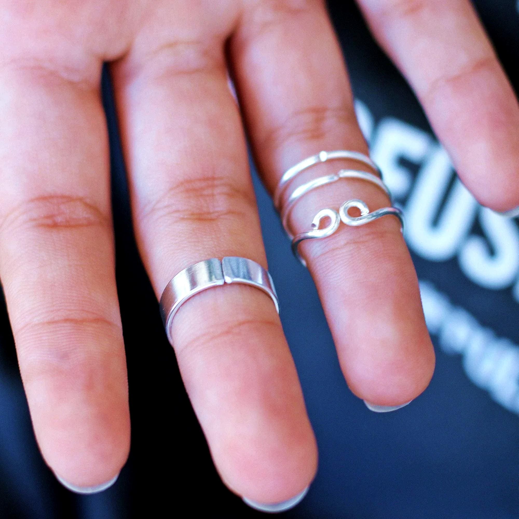 スノー　シルバー925リング4つ Silver Knuckle Ring Set of 4 Above the Knuckle Rings