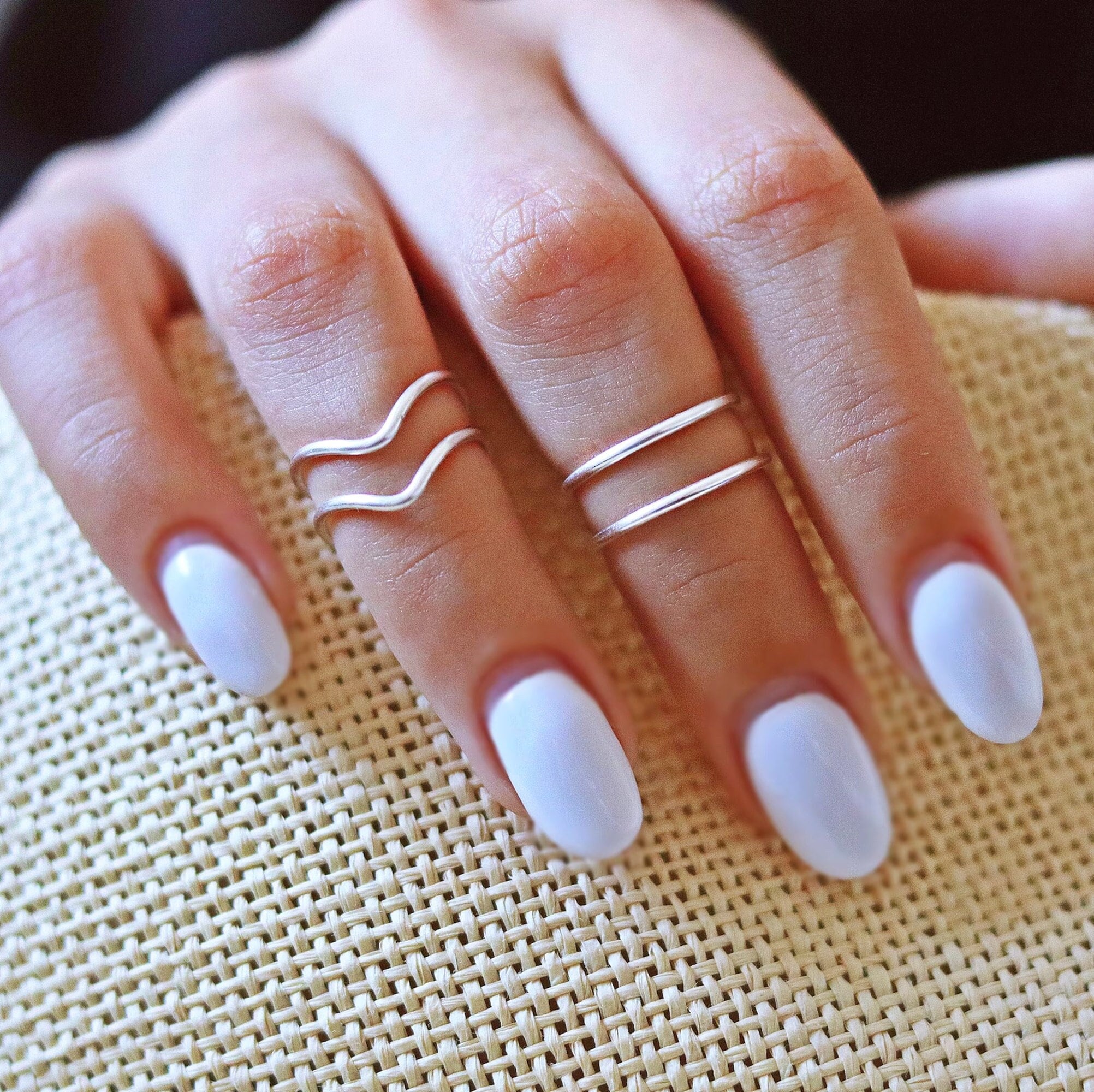 4 Chevron Knuckle Ring - Silver Ring - Adjustable Ring - Stacking