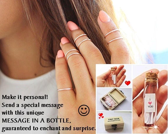 7 Rose Gold Midi Rings Knuckle Ring Set Rose Gold Stack Rings