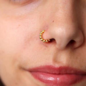 Gold Nose Hoop, 22G Nose Ring, Thin Gold Nose Piercing Hoop, Dainty Cartilage Earring, Helix, Rook & Tragus Jewelry Gift