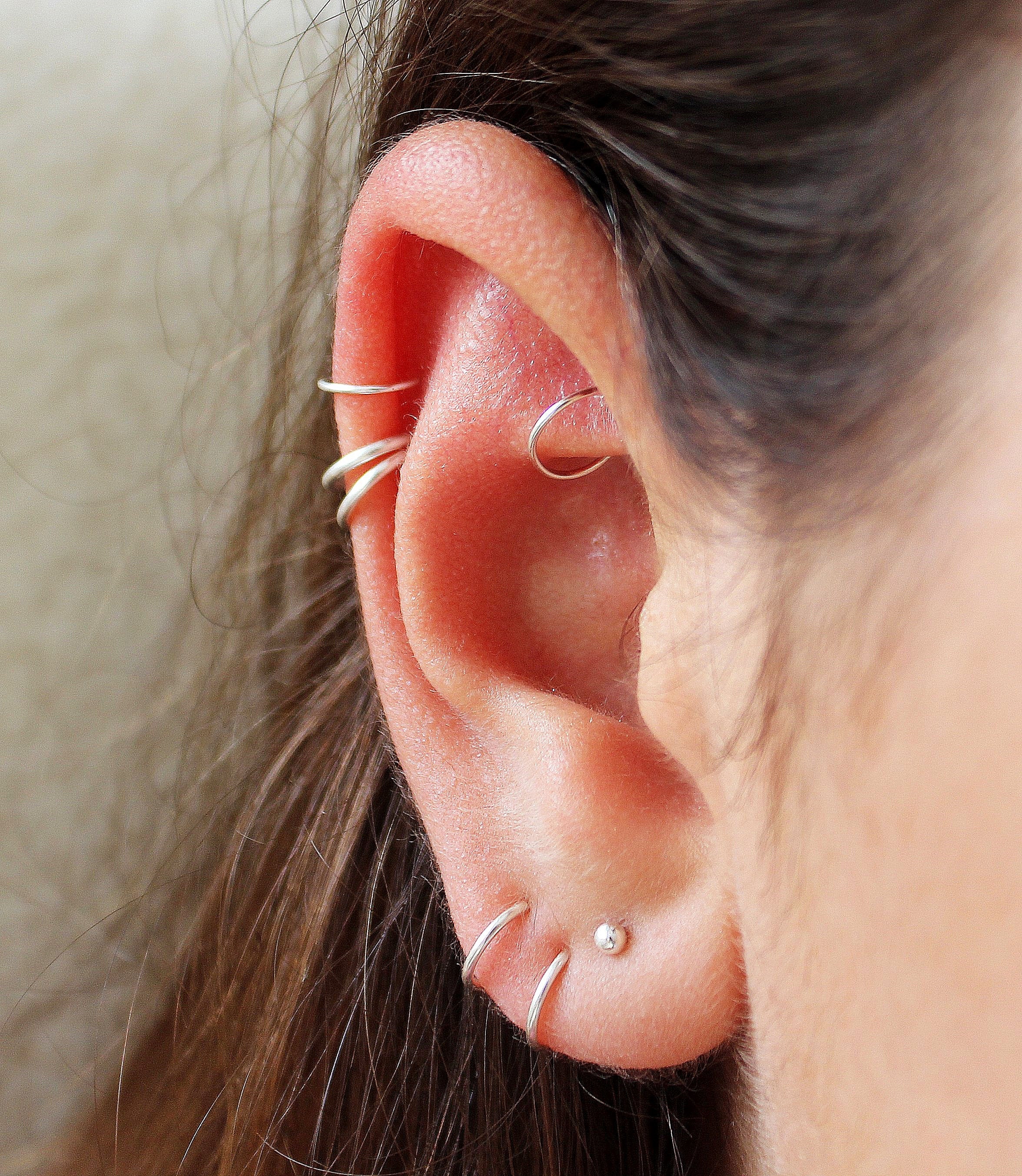 Double Hoop Helix Earring Silver