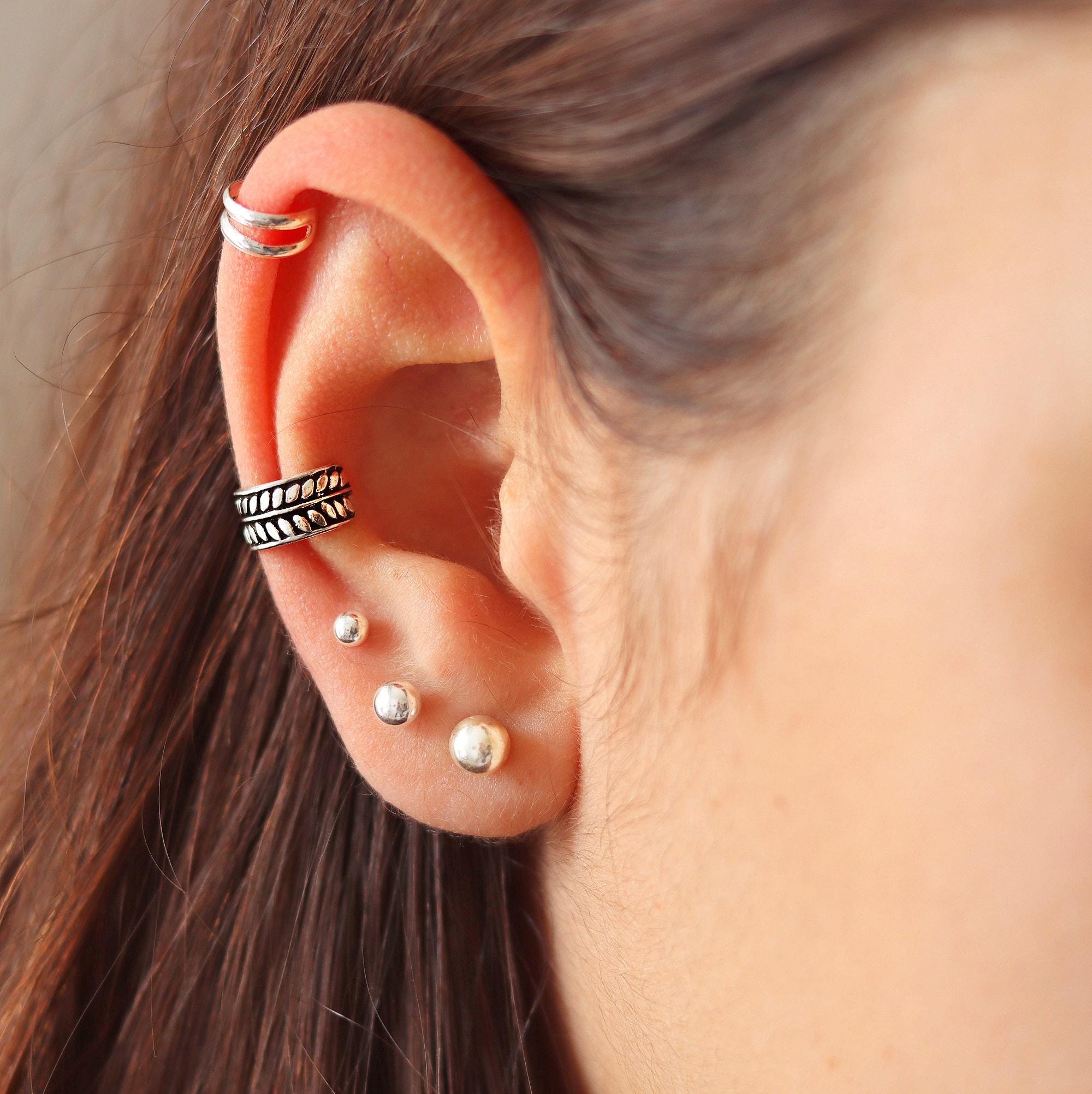 Silver Ear Cuff , Ear Cuff No Piercing, Fake Conch Hoop, Sterling