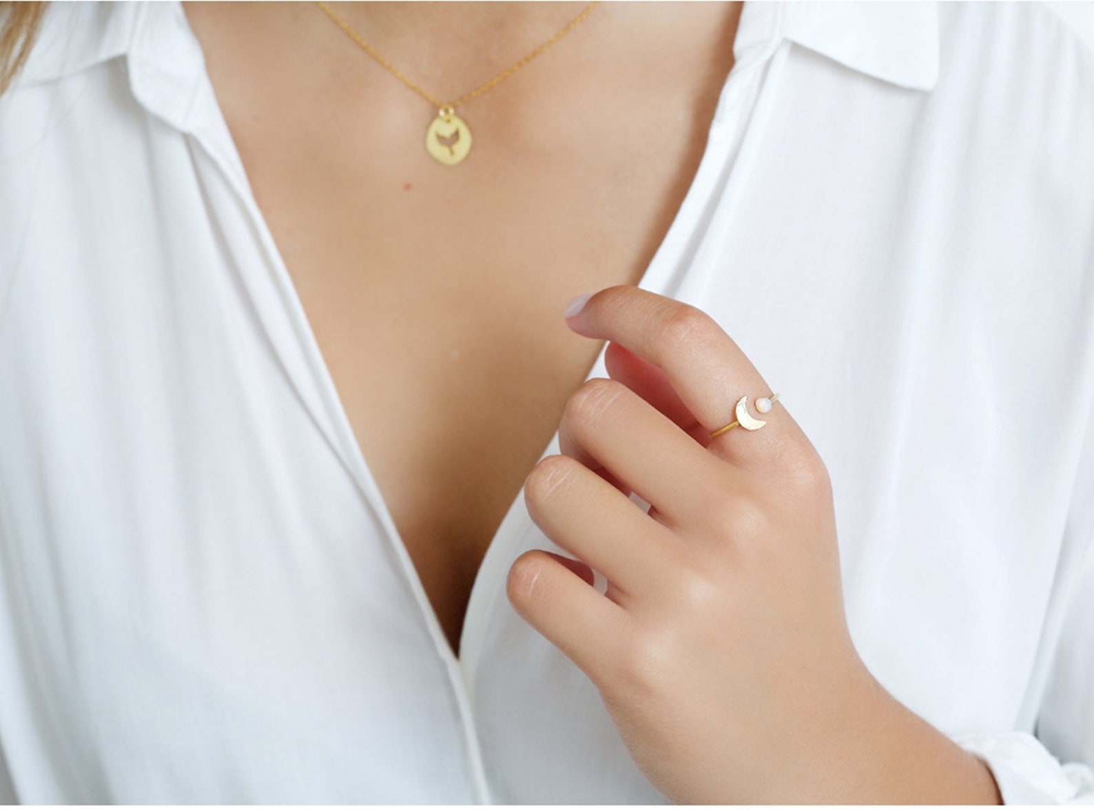 Opal Ring Girlfriend Gift Opal Moon Ring Rose Gold Opal Etsy