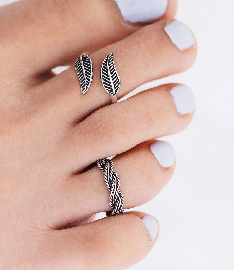 Braided Toe Ring, Bohemian Toe Rings, Sterling Silver Toe Ring, Adjustable Toe Ring, Toe Rings for Women image 6
