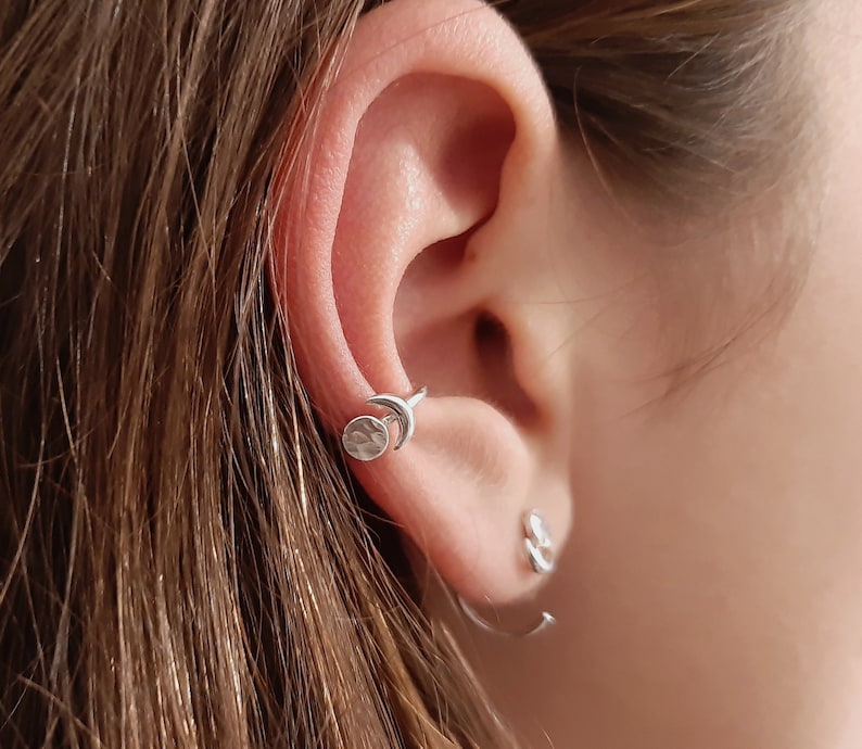 Moon Phases Conch Piercing, Cartilage  Earring, Celestial Daith Earring , Ear Cuff , Cartilage Hoop , Gift Idea Present 
