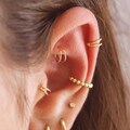 Double Helix Hoop, Sterling Silver Helix Piercing, Conch Hoop, Tiny Cartilage Hoop, Tiny Small Hoop Earrings, Huggie Earrings, Gift for Her