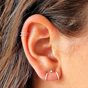 Pair of Sterling Silver Cartilage Hoops • Small Hoop Earrings • Huggie Hoop Earrings