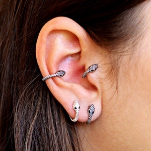 Snake Conch Earring,  Cartilage Earring, Conch Hoop Earring, Conch Piercing, Conch ring, Silver Conch Earring