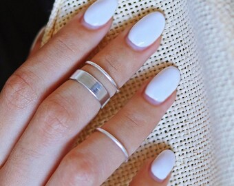 Silver Knuckle Ring Set of 3 Above the Knuckle Rings, Stacking  Midi Ring, Rings,  Mid Knuckle Ring