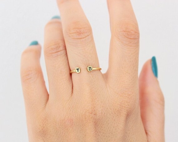 Tiny Initial Ring Personalized Jewelry Monogram Ring Name | Etsy