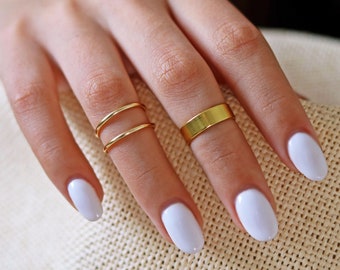 New Gold  Knuckle Ring Set of 3 Above the Knuckle Rings, Stacking Midi Ring, Gold Rings, Mid Knuckle Ring