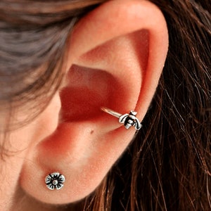 Winzige Biene Conch Hoop, Gold Conch Ring, Bienen Knorpel Ohrring, Sterling Silber Conch Ohrring, Rosegold Knorpel Hoop, Gold Helix Piercing