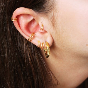 Double Helix Hoop, Sterling Silver Helix Piercing, Conch Hoop, Tiny Cartilage Hoop, Tiny Small Hoop Earrings, Huggie Earrings, Gift for Her image 7