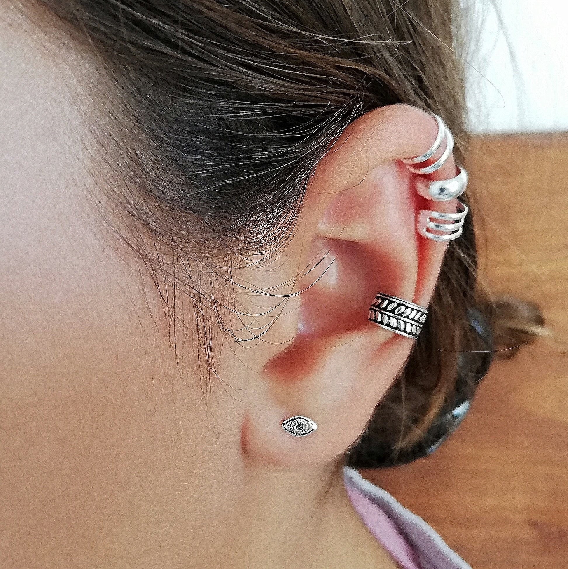 Silver Ear Cuff Ear Cuff No Piercing Fake Conch Hoop - Etsy Singapore