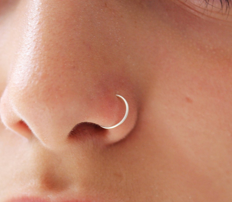 Fake Nose Ring in Sterling Silver Gold or Rose Gold Vermeil, Fake Septum Ring image 4