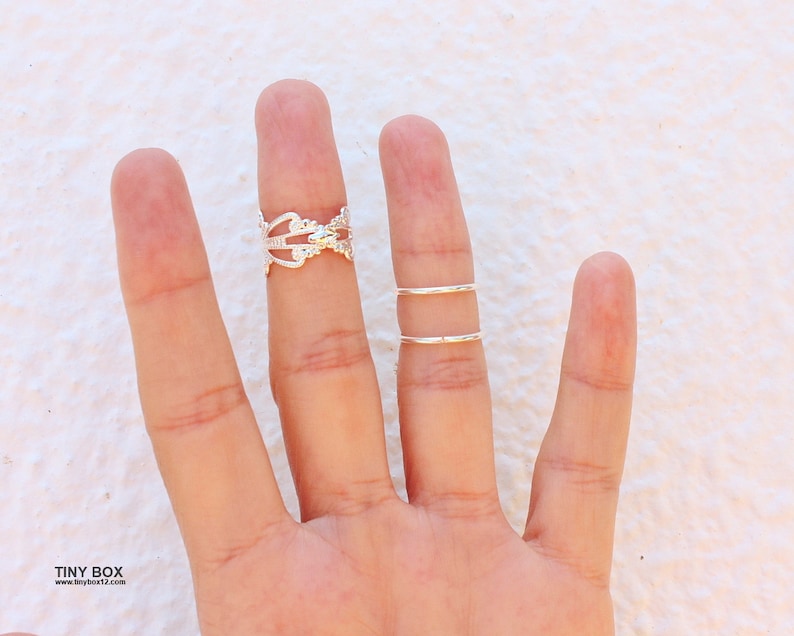 3 Cute Knuckle Ring Set Knuckle Rings Stacking Ring, Stacking Rings, Midi Ring Silver Ring Midi Rings Rings image 5