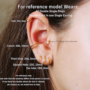 Double Helix Hoop, Sterling Silver Helix Piercing, Conch Hoop, Tiny Cartilage Hoop, Tiny Small Hoop Earrings, Huggie Earrings, Gift for Her image 5