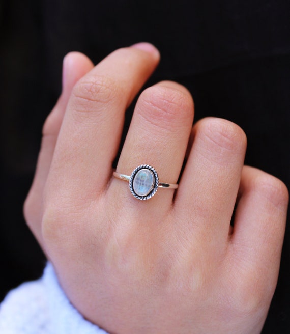 Moonstone Ring Best Friend Gift Sterling Silver Ring Boho Rings