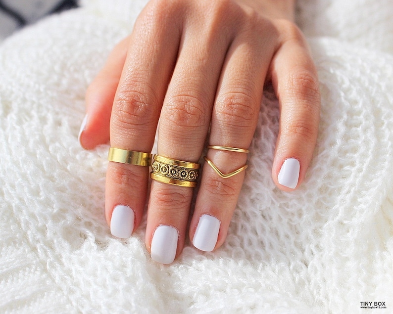 4 Gold Knuckle Ring Set Above the Knuckle Rings Stacking Etsy