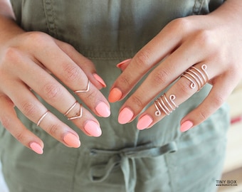 The Rose Gold Ring Set, Rose Gold Stacking Rings, Rose Gold Midi Ring, Gold Stacking Rings, Stacking Ring Set,Silver Stack Rings, Stack Ring