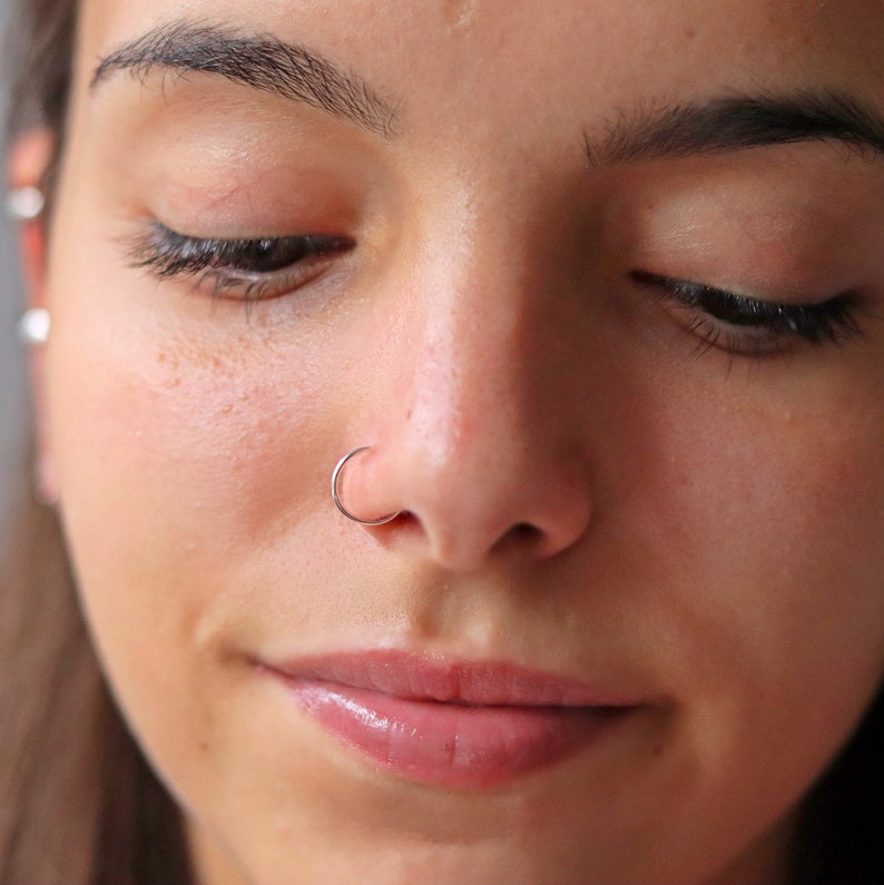 Fake Nose Ring in Sterling Silver Gold or Rose Gold Vermeil, Fake Septum Ring image 6