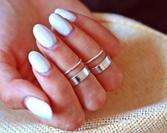 Stackable  Midi Ring - Silver Knuckle Ring- Stackable Ring Set - Silver Ring - Rings - Mid Knuckle Ring - Stacking Ring Set of 4 by TinyBox