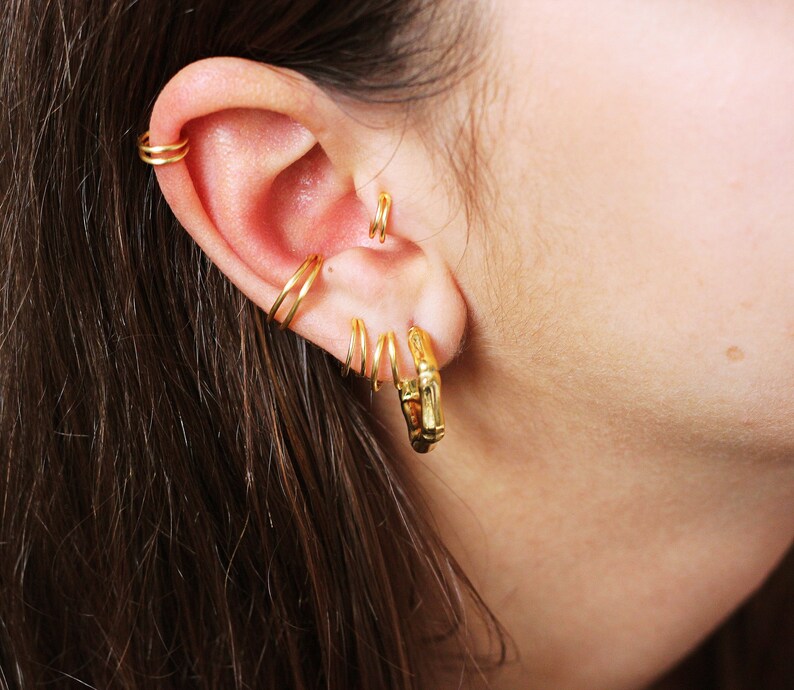 Sterling Silver Conch Piercing Double Conch Hoop Gold Etsy