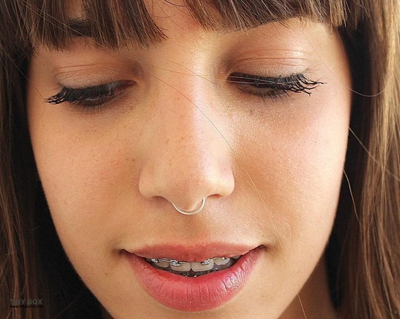 Fake Nose Ring in Sterling Silver Gold or Rose Gold Vermeil, Fake Septum Ring image 8