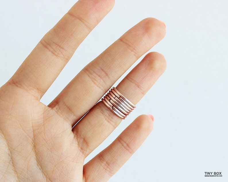 7 Rose Gold Midi Rings, Knuckle Ring Set, Rose Gold Stack Rings, Above Knuckle Rings, Rose Gold Knuckle Ring Set,7 Midi Rings, Mother Gift 画像 6