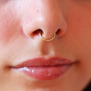 Sterling Silver Fake Septum Ring, Fake Piercing, Gold Faux Septum Ring, Comfortable Fake Septum Piercing, Septum Ring No Piercing Needed image 2