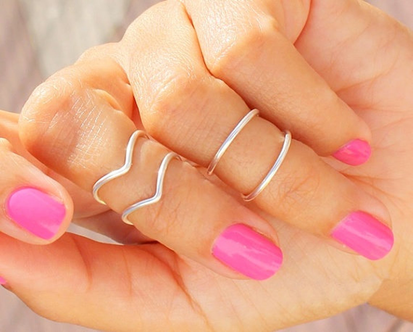 4 Chevron Knuckle Ring Silver Ring Adjustable Ring Etsy