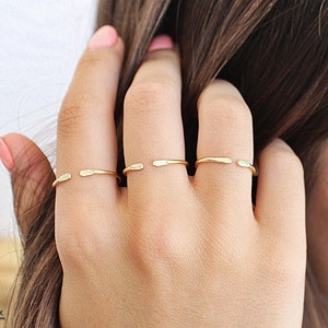 2 Gold Stacking Rings,Stackable Ring,Gold Rings,Open Gold Ring,Stacking Ring Set,Thin Gold Ring,Minimalist Ring,Dainty Gold Ring,Simple Ring