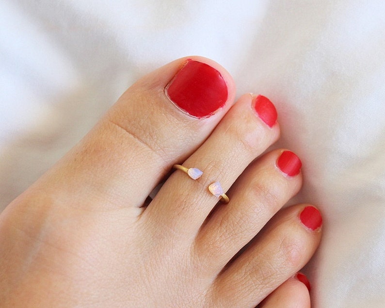 Raw Stone Toe Ring,  Druzy Toe Ring,  Sterling Silver Toe Ring ,
