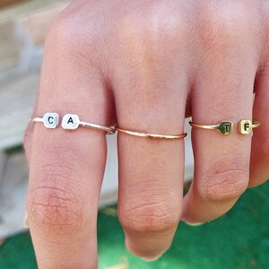 Tiny Initial Ring, Personalized Jewelry, Monogram Ring, Name Ring, Rose ...