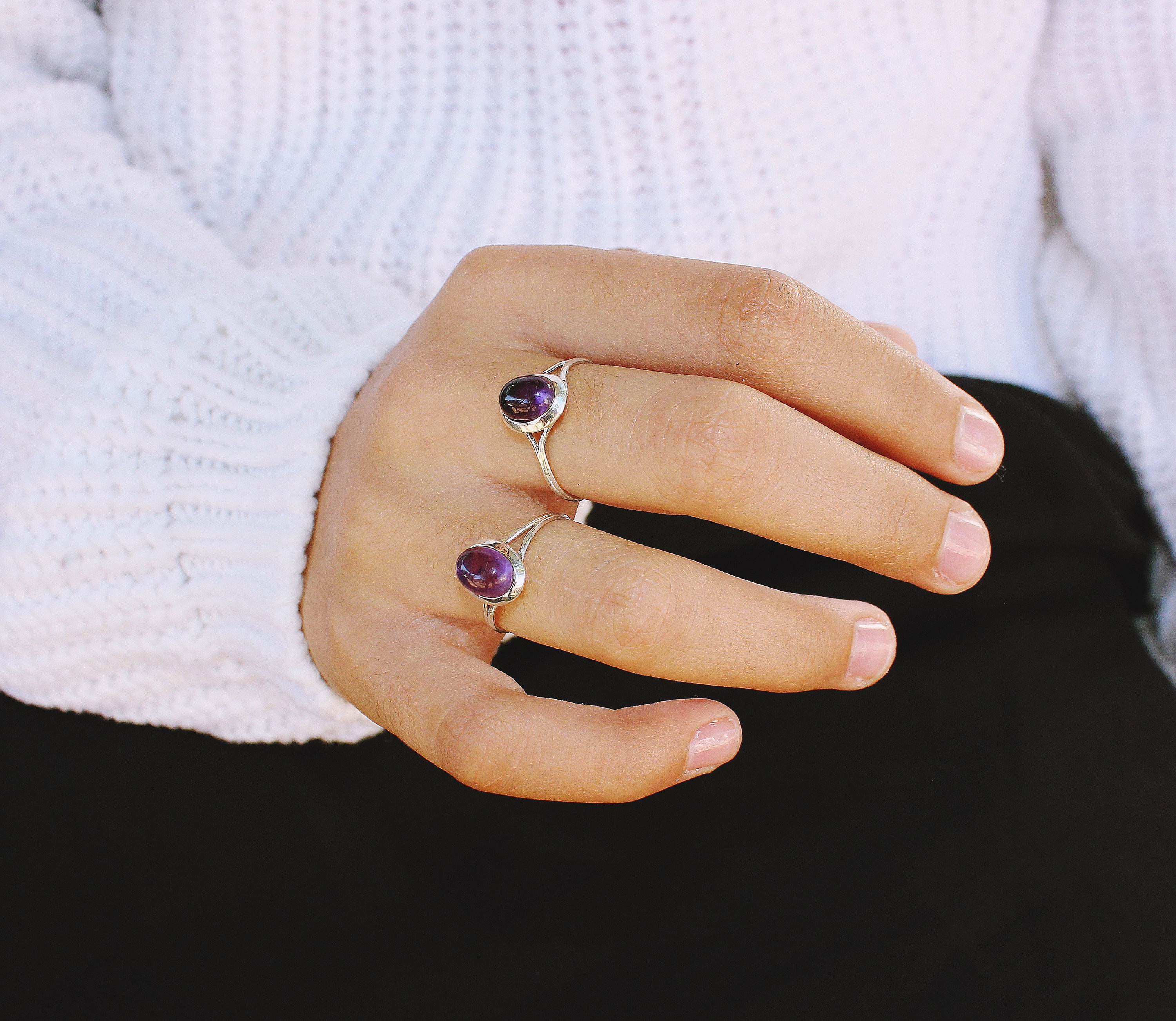 February Rings Amethyst Ring, February Birthstone Ring Purple, Natural Gemstone Ring ...