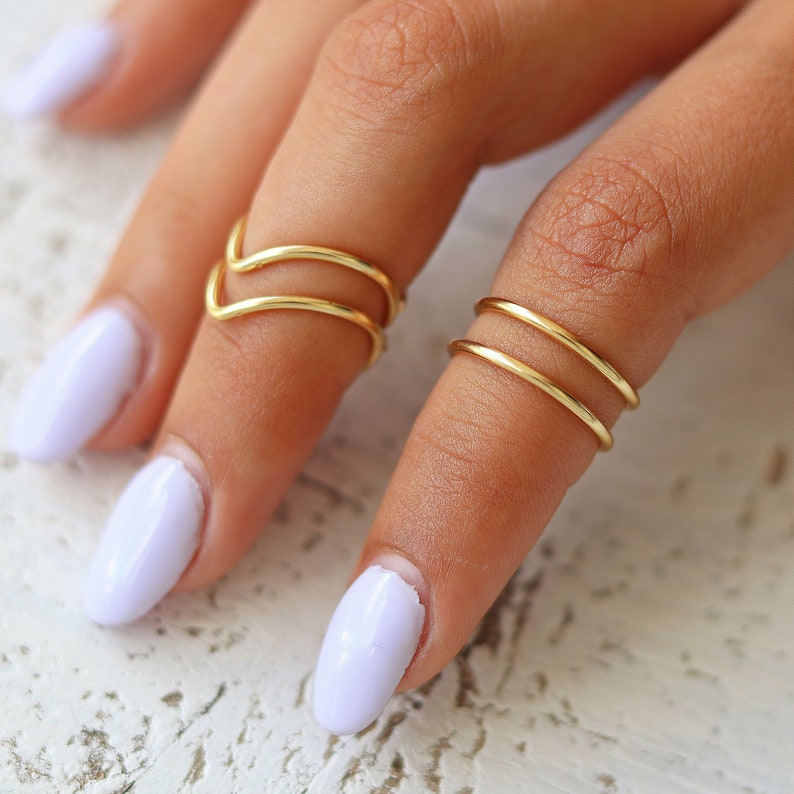 4 Gold Knuckle Ring Set, über den Knöchel Ringe, Stapel Midi Ring, Ringe, Mid Knuckle Ring, Gold Ring, Gold Stapel Ringe, Einfache Ringe Bild 8