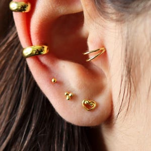 Double Tragus Earring, Gold Tragus Piercing, Double Cartilage Hoop, Conch Hoop, Tragus  Jewelry Forward Helix Earring