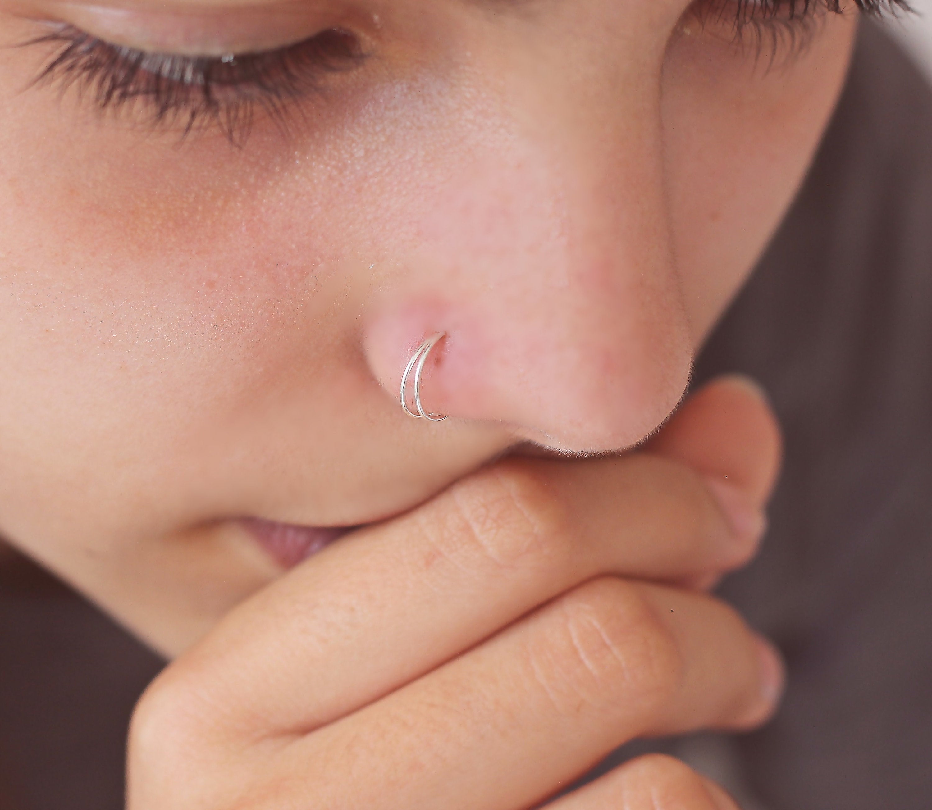 Sterling Silver Nose Ring Double Nose Ring For Single Etsy