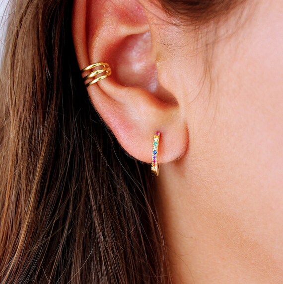Multicolor huggie sale earrings