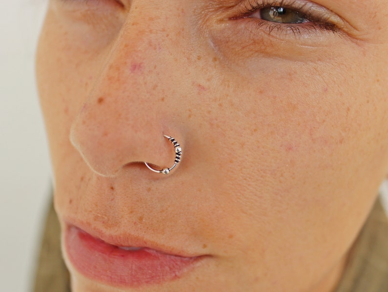 Nose Ring Hoop \u2022 Nose Hoop \u2022 Beaded Nose Ring \u2022 Rook Earring \u2022 Helix Hoop \u2022 Daith Piercing\u2022
