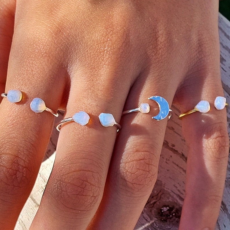 Rauwe Opal ring, Cadeau voor vrouw, Opaal Sieraden, Cadeau voor Vriendin, Gouden Ring Opaal, Opaal, Birthstone Ring, Gift, Beste Vriend Geschenken, Cadeau voor haar afbeelding 3