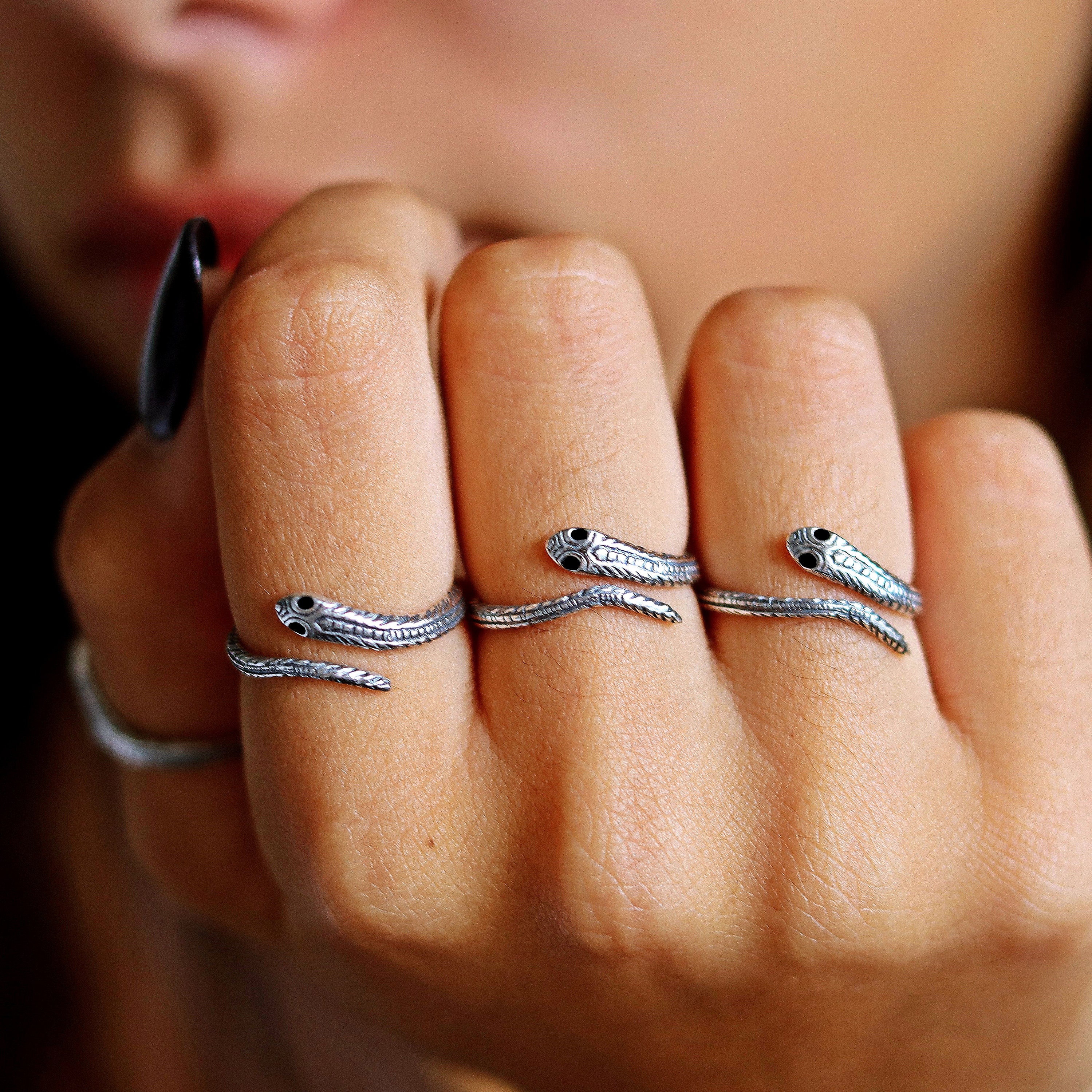 Snake Thumb Ring, Sterling Silver Ring, Adjustable Thumb Rings