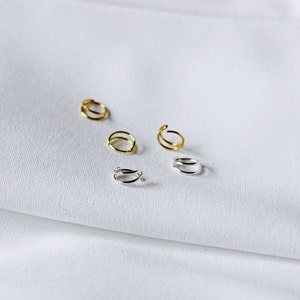 Double Nose Ring for Single Piercing Gold Nose Ring Hoop image 5